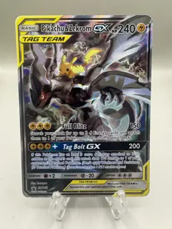Pikachu & Zekrom GX TAG TEAM GX Promo Holo SM168 English Pokemon Card MP - Image 1
