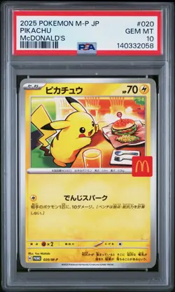 2025 POKEMON JAPANESE M-P PROMO MCDONALD'S #020 PIKACHU PSA 10 - Image 1