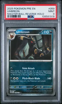 Umbreon 059/108 Master Ball Reverse Holo Pokemon PSA 9 - Image 1