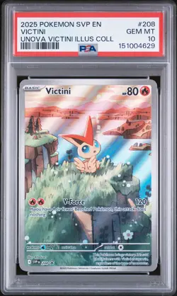 2025 POKEMON SVP EN-SV BLACK STAR PROMO #208 VICTINI PSA 10 - Image 1