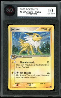 2006 Pokemon POP Series 3 #3 Jolteon Holo KSA 10 Gem Mint - Image 1