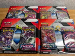 Lot 4x Pokemon 2-Pack Blisters: Fusion Strike & Battle Styles w/ Collector's Pin - Image 1