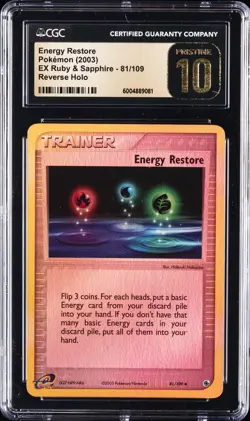 2003 POKEMON EX RUBY & SAPPHIRE - REVERSE HOLO ENERGY RESTORE CGC 10 PERFECT - Image 1