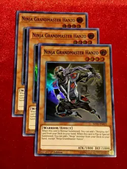 Yu-Gi-Oh! (x3) Ninja Grandmaster Hanzo SHVA-EN022 1st Ed. Super Rare Unplyd Mnt+ - Image 1
