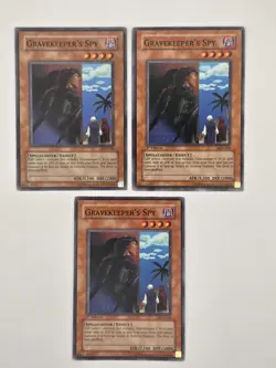 YuGiOh TCG 3 x Gravekeeper's Spy PGD-049 - 2 1st Ed, 1 Unlimited - Common MP-LP - Image 1