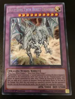 YUGIOH BLUE-EYES TWIN BURST DRAGON MP17-EN056 SECRET 1ST EDITION SECRET RARE - Image 1