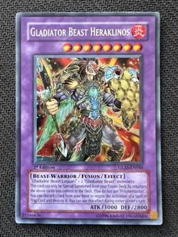 Yugioh Gladiator Beast Heraklino 1st Edition Secret Rare GLAS-EN044 NM - Image 1