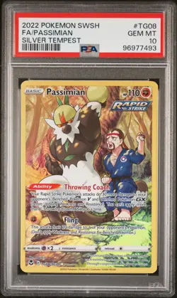 2022 POKEMON SWSH SILVER TEMPEST #TG08 PASSIMIAN FULL ART PSA 10 LOW POP! - Image 1
