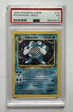 Pokemon TCG Poliwrath Base Set 13/102 Holo Unlimited Holo Rare. PSA 3 VG - Image 1
