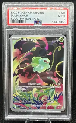 2025 Pokemon Mega Evolution Bulbasaur #133/132 Illustration Rare PSA 9 - Image 1