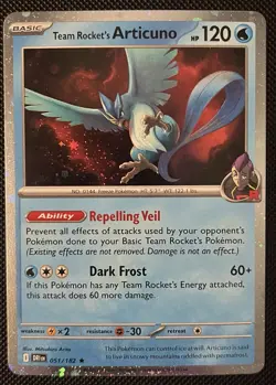 Team Rocket's Articuno 051/182 🌀Swirl🌀 Cosmo Holo Destined Rivals NM - Image 1