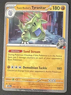 Team Rocket's Tyranitar 096/182 Cosmos Holo 🌀Swirl🌀 Destined Rivals Pokemon NM - Image 1