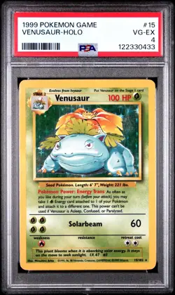 1999 Pokemon Base Set #15 Venusaur Holo PSA 4 - Image 1