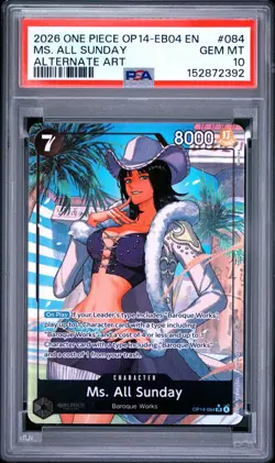 2026 One Piece OP14 EB04 EN Ms. All Sunday Alternate Art #084 PSA 10 GEM MINT - Image 1
