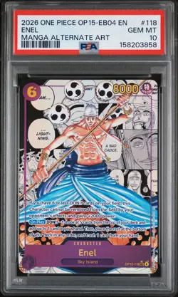 2026 One Piece Adventure on Kami's Island Enel Manga Alt Art #OP15-118 PSA 10 - Image 1