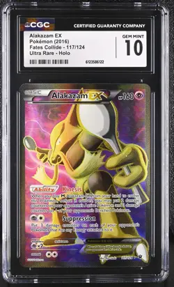 CGC 10 GEM MINT Alakazam EX Fates Collide 117/124 Ultra Rare Holo Pokemon Card - Image 1