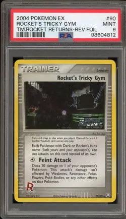 Pokemon Rocket's Tricky Gym EX Team Rocket Returns Reverse Holo #90 PSA 9 Mint - Image 1