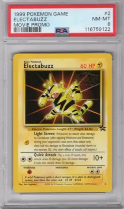 ELECTABUZZ 1999 POKEMON BLACK STAR MOVIE PROMO #2 PSA 8 NM-MT - Image 1