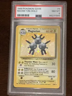 1999 POKEMON BASE SET UNLIMITED #9 MAGNETON-HOLO PSA 8 - Image 1