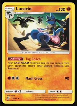 Lucario 117 236 R Unified Minds Pokemon Near Mint - Image 1