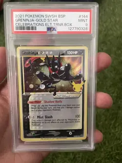 2021 POKEMON SWSH BLACK STAR PROMO #144 GRENINJA-GOLD STAR CELEBRATIONS PSA 9 - Image 1