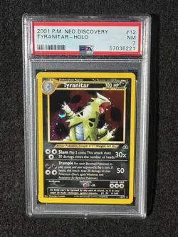 2001 POKEMON NEO DISCOVERY #12 TYRANITAR-HOLO PSA 7 SWIRL! - Image 1