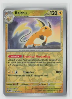 Raichu #026/165 Sv Scarlet & Violet 151 Rare Reverse Holo Pokemon TCG LP - Image 1