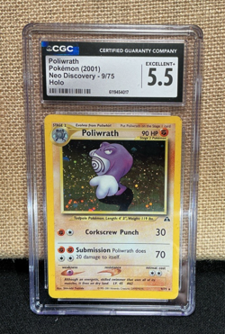 CGC 5.5 Pokemon Neo Discovery Unlimited Poliwrath Holo Rare 9/75 2001 - Image 1