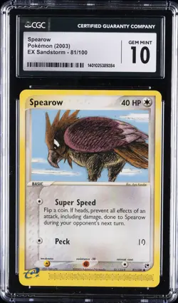 2003 POKEMON EX SANDSTORM #81/100 SPEAROW CGC 10 GEM MINT - Image 1