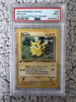 Pikachu Jungle 1st Edition W Stamp Duelist Promo 1999 Pokemon PSA 9 MINT - Image 2