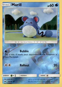 Pokemon Marill 034/147 Burning Shadows Reverse Holo - Image 1