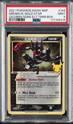 2021 POKEMON SWSH BLACK STAR PROMO #144 GRENINJA-GOLD STAR PSA 9 - Image 1