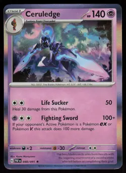 Ceruledge 040/091 Rare Paldean Fates Pokemon Holo Near Mint - Image 1