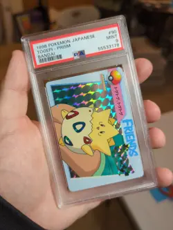 Pokemon Japanese Bandai Carddass Anime Collection #90 Togepi Prism PSA 9 - Image 1