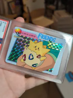 Pokemon Japanese Bandai Carddass Anime Collection #90 Togepi Prism PSA 9 - Image 2