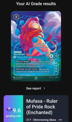 Lorcana Mufasa - Ruler of Pride Rock (Enchanted) NM Holofoil Shimmering Skies - Image 5