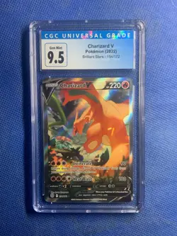 POKEMON 2022 SWSH Brilliant Stars Charizard V 154/172 Alt Art Blue Label 9.5=10 - Image 1