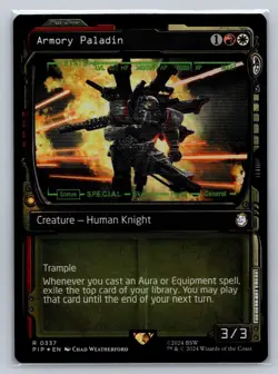 MTG Fallout Showcase Foil #337 Armory Paladin Rare Creature Human Knight - Image 1
