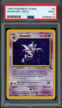 Pokemon 1999 Haunter Fossil Holo 6/62 Unlimited PSA 9 MINT - Image 1