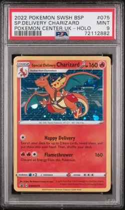 2022 POKEMON SWSH BLACK STAR PROMO #075 SPECIAL DELIVERY CHARIZARD-HOLO PSA 9 - Image 1