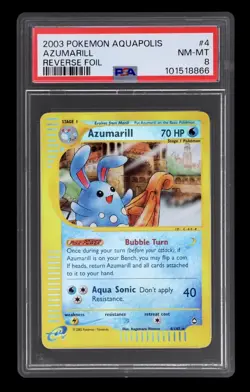 💧 Low pop! PSA 8 AZUMARILL #4/147 REVERSE FOIL 2003 POKEMON AQUAPOLIS - Image 1