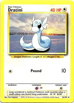 Dratini 26/102 Uncommon Base Set Unlimited Pokemon Near Mint - Image 1