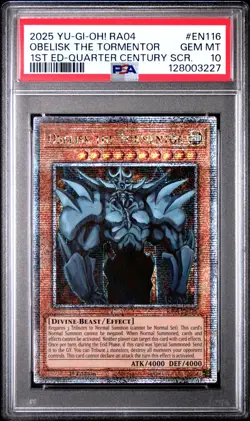 Obelisk the Tormentor Yugioh RA04-EN116 Quarter Century Secret Rare 1st PSA 10 - Image 1