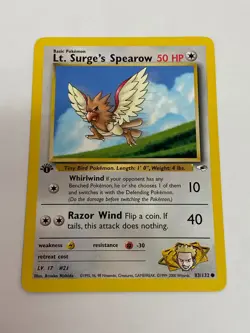 Lt. Surge's Spearow 83/132 Pokemon Gym Heroes 1st Edition NM/MINT 2000 box-S4 - Image 1