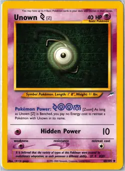 Pokemon Card - Unown [Z] Neo Destiny 60/105 2002 Uncommon Unlimited MP - Image 1