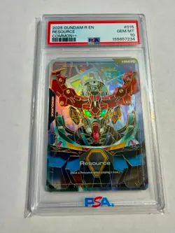 2025 Gundam Card Game TCG Resource C++ R-015 Alt Art Foil PSA 10 GQuuuuuuX EN - Image 1