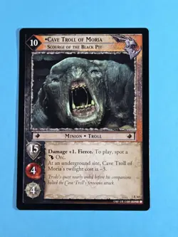2001 Decipher LOTR MTG Cave Troll of Moria Minion Troll 1 R 165 NM - Image 1