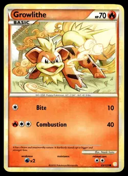 Growlithe 65/123 Common HeartGold & SoulSilver Pokemon Moderately Played - Image 1