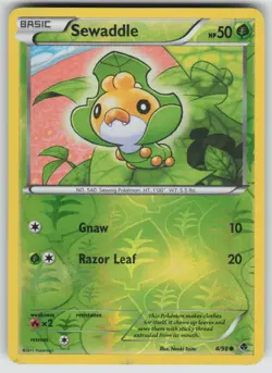 Sewaddle 4/98 Common Emerging Powers Pokemon Reverse Holo Lightly Played - Image 1