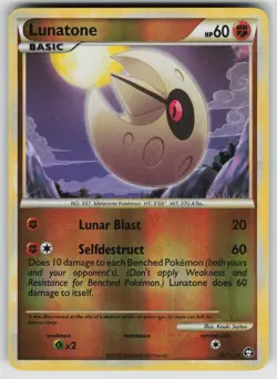 Lunatone 25/102 Rare HGSS Triumphant Pokemon Reverse Holo Near Mint - Image 1